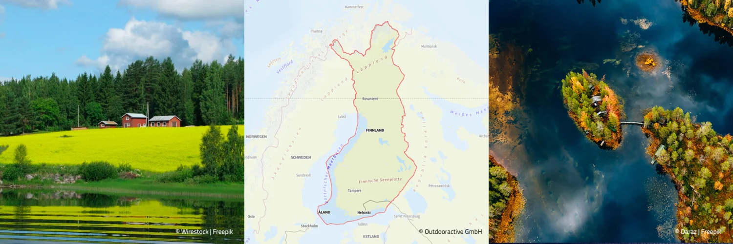 Landschaftsbilder Finnland mit Landkarte